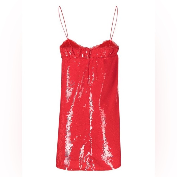 GANNI Sequinned Sleeveless Mini Dress in Red NWOT Last Chance Size 36 - Picture 10 of 15